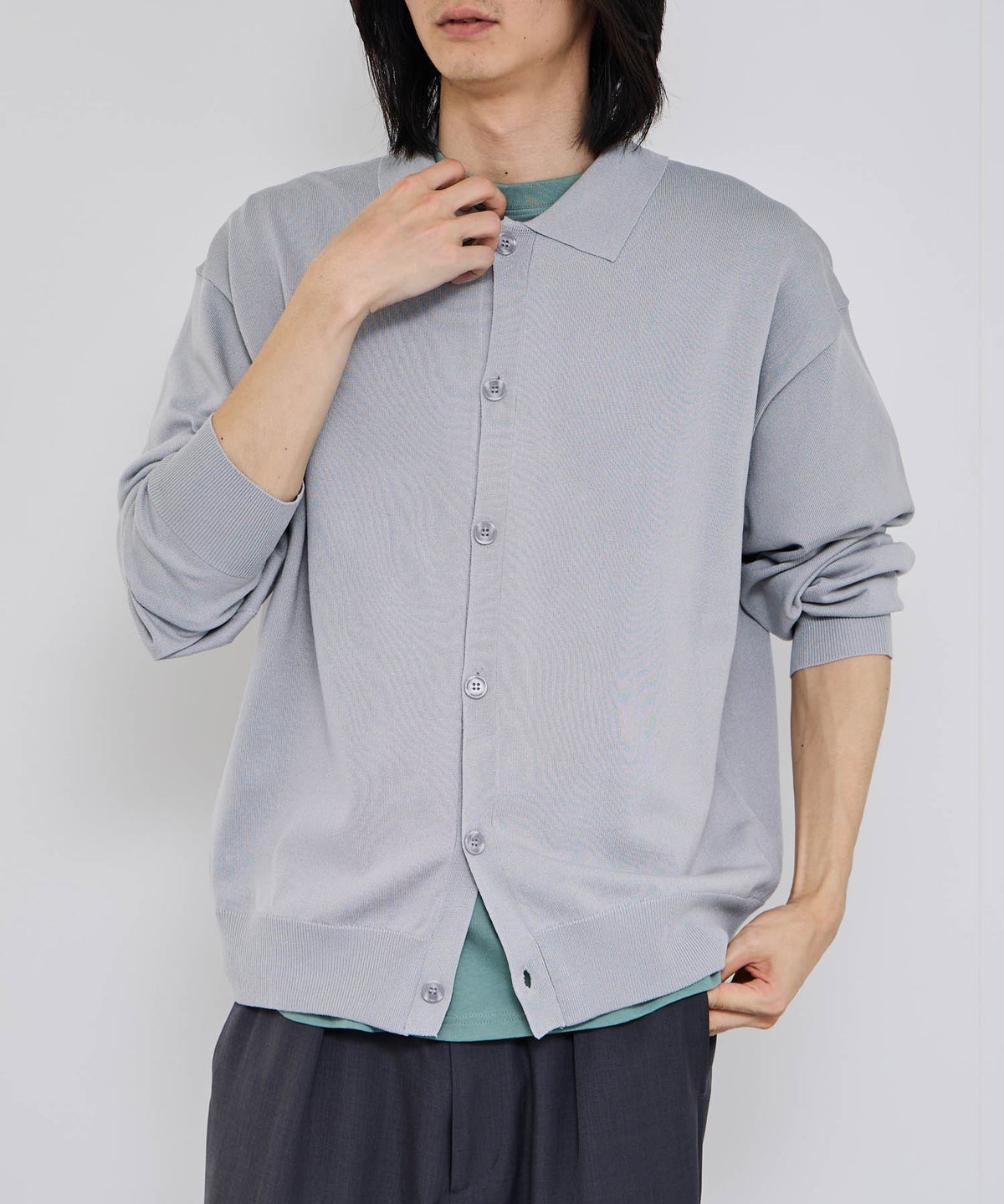 URBAN COLLECTION ポリニット ポロカーディガン メンズ