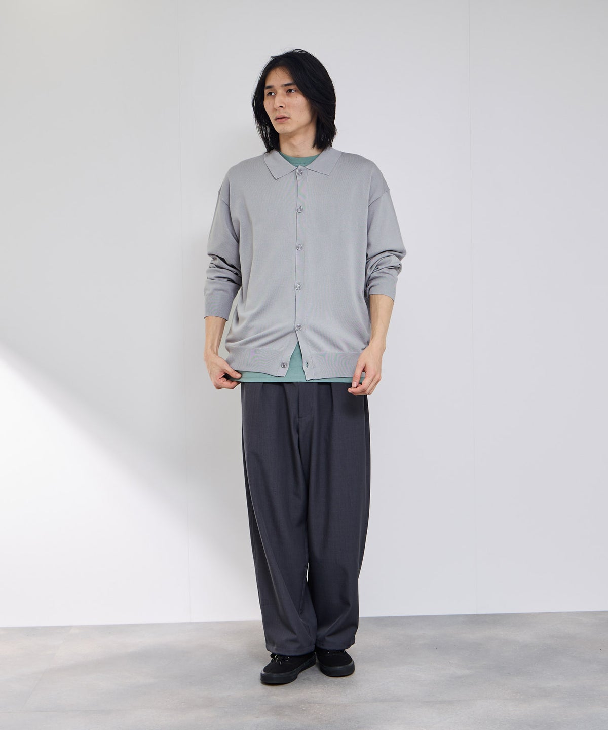 URBAN COLLECTION ポリニット ポロカーディガン メンズ