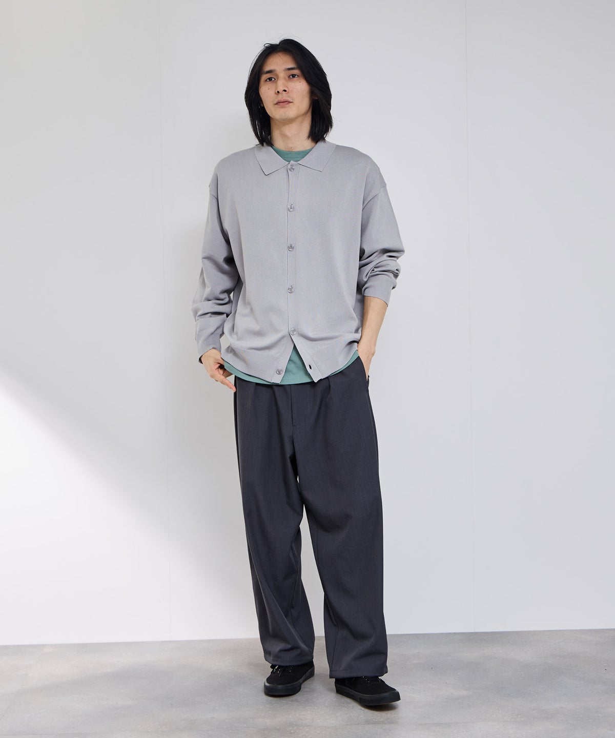 URBAN COLLECTION ポリニット ポロカーディガン メンズ