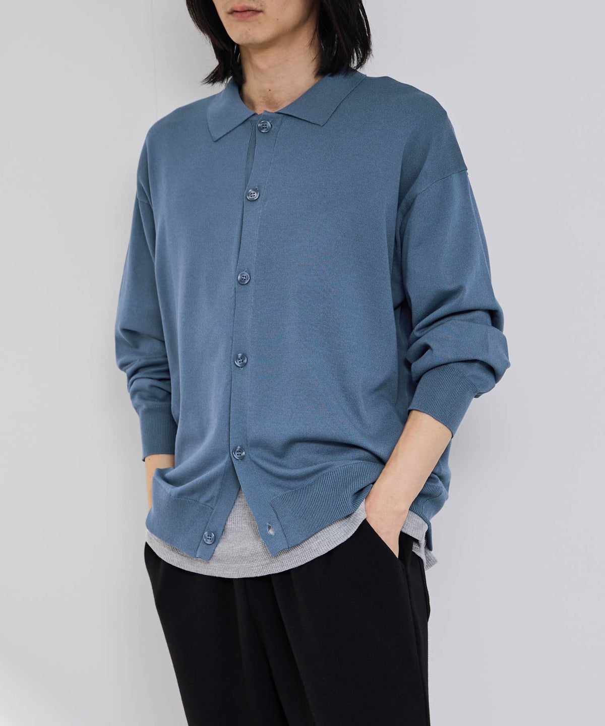 URBAN COLLECTION ポリニット ポロカーディガン メンズ