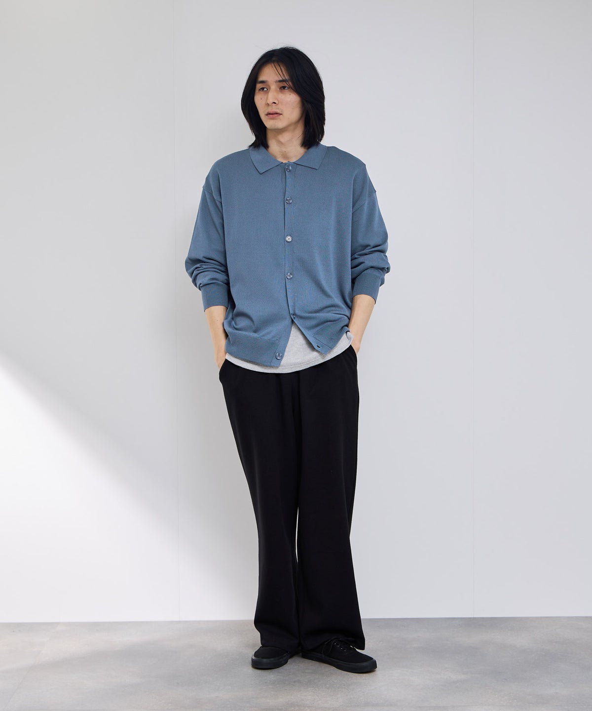 URBAN COLLECTION ポリニット ポロカーディガン メンズ