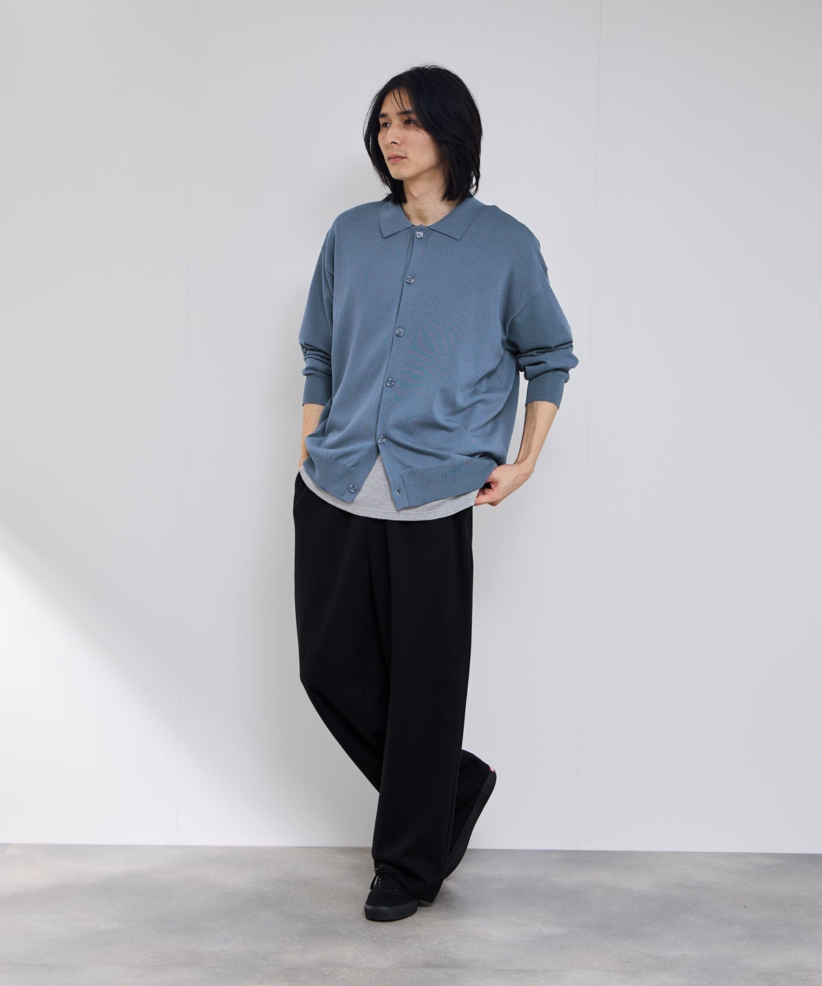 URBAN COLLECTION ポリニット ポロカーディガン メンズ