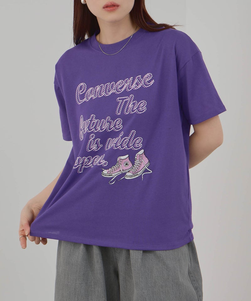 CONVERSE 刺繍プリントTシャツ レディース メール便 対応商品商品画像-2