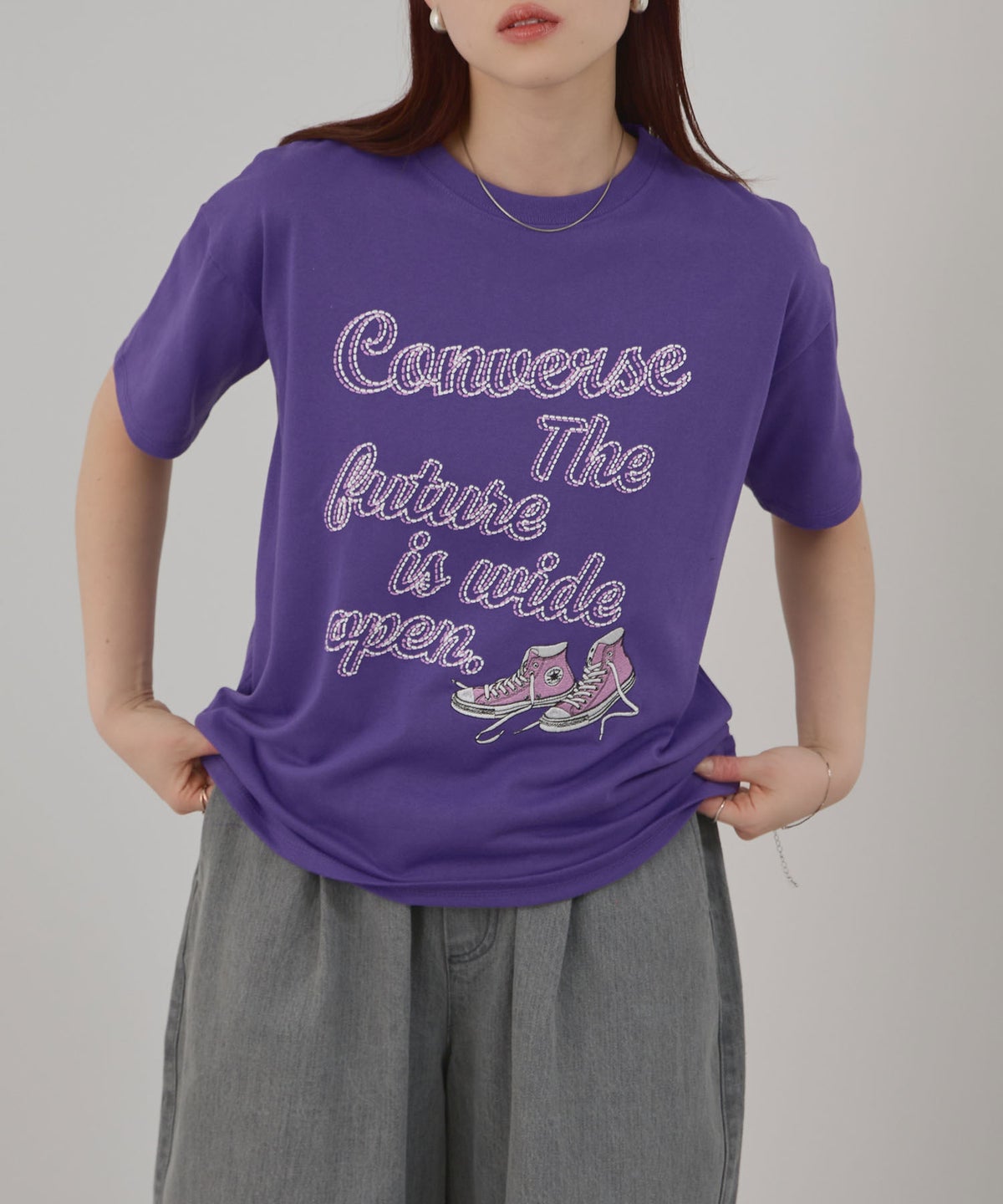 CONVERSE 刺繍プリントTシャツ レディース メール便 対応商品