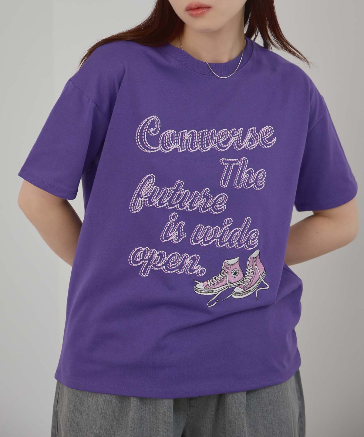 CONVERSE 刺繍プリントTシャツ レディース メール便 対応商品