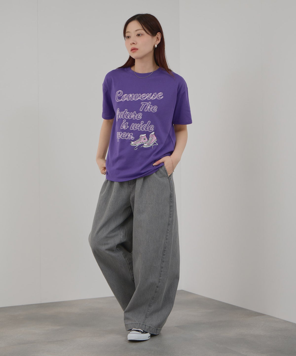 CONVERSE 刺繍プリントTシャツ レディース メール便 対応商品