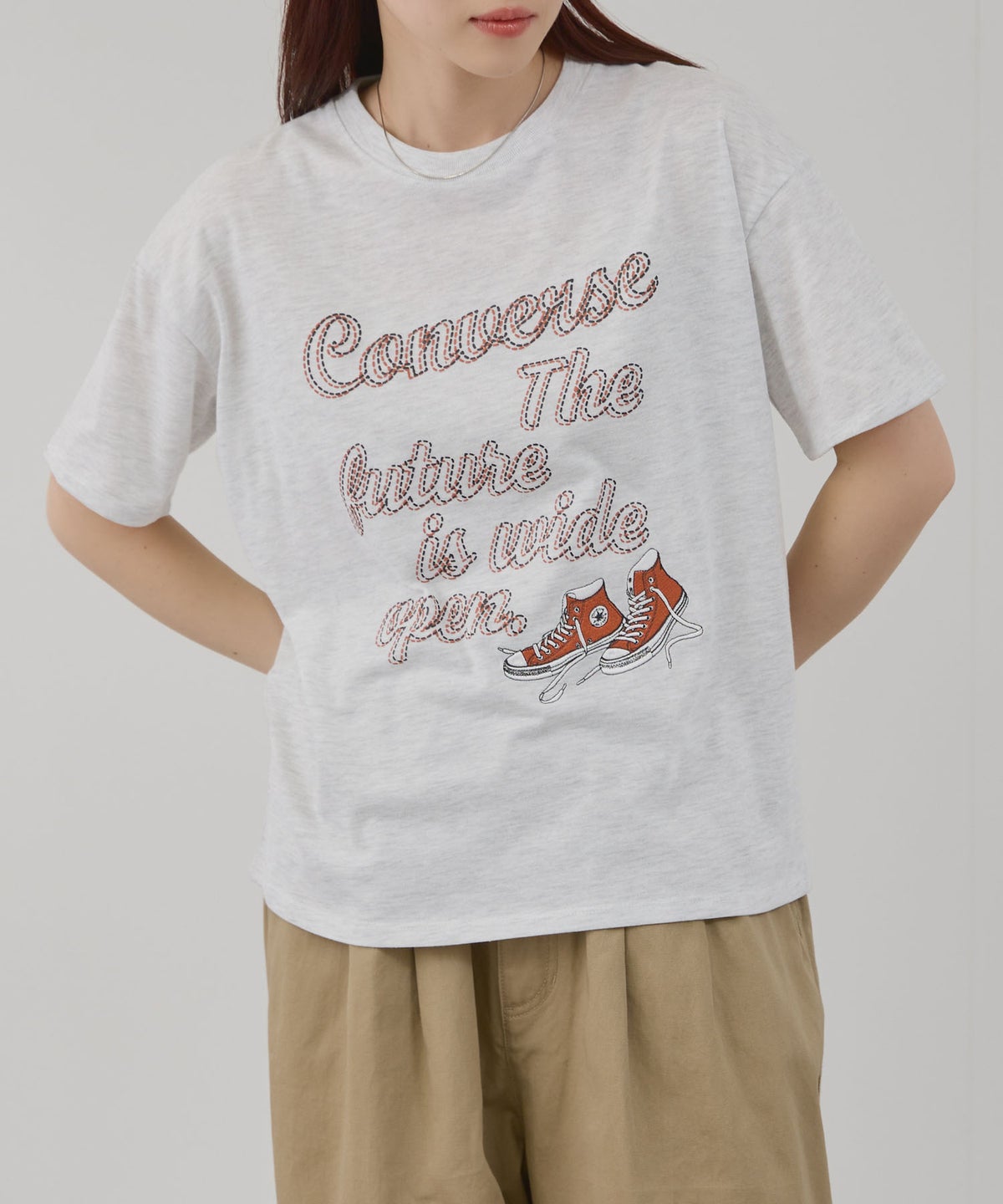 CONVERSE 刺繍プリントTシャツ レディース メール便 対応商品