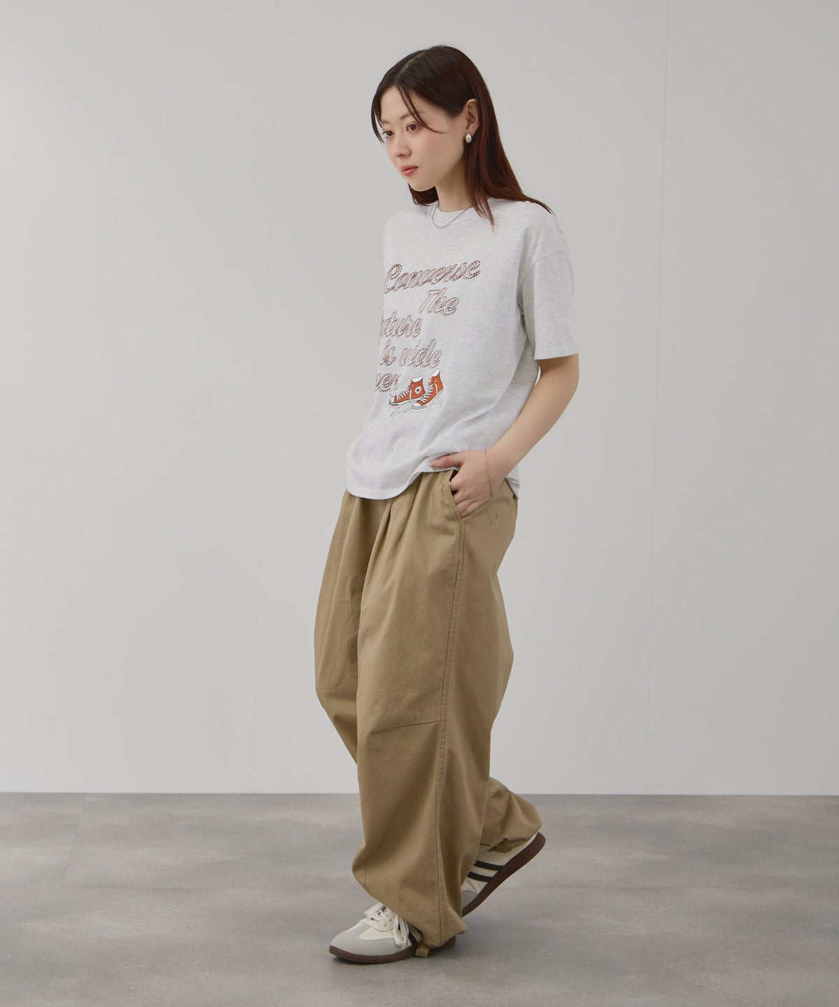 CONVERSE 刺繍プリントTシャツ レディース メール便 対応商品