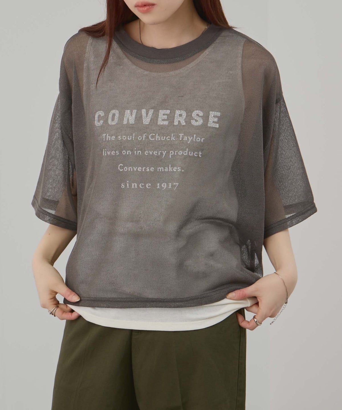 CONVERSE 透かし無地Tシャツアンサンブル レディース