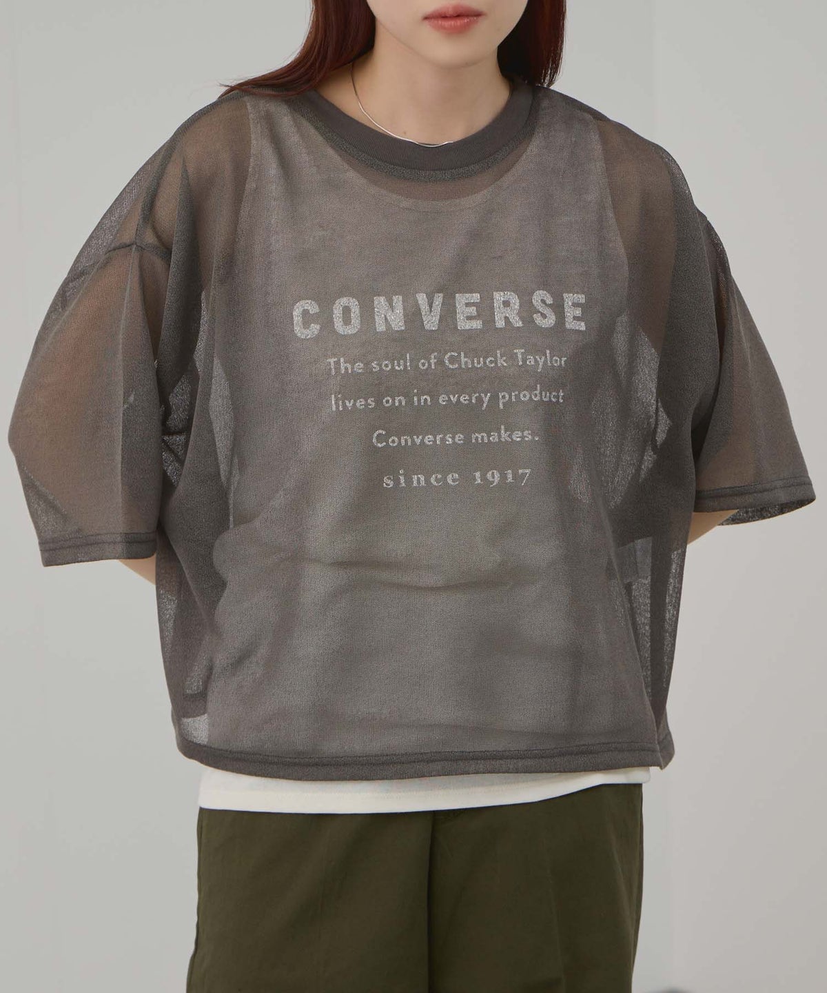 CONVERSE 透かし無地Tシャツアンサンブル レディース