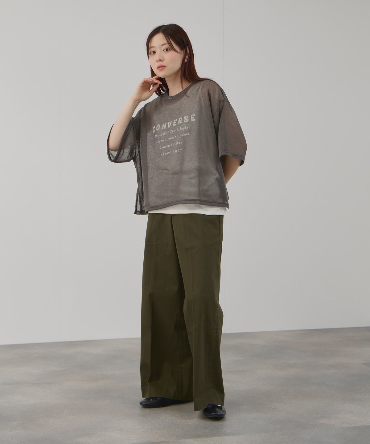 CONVERSE 透かし無地Tシャツアンサンブル レディース