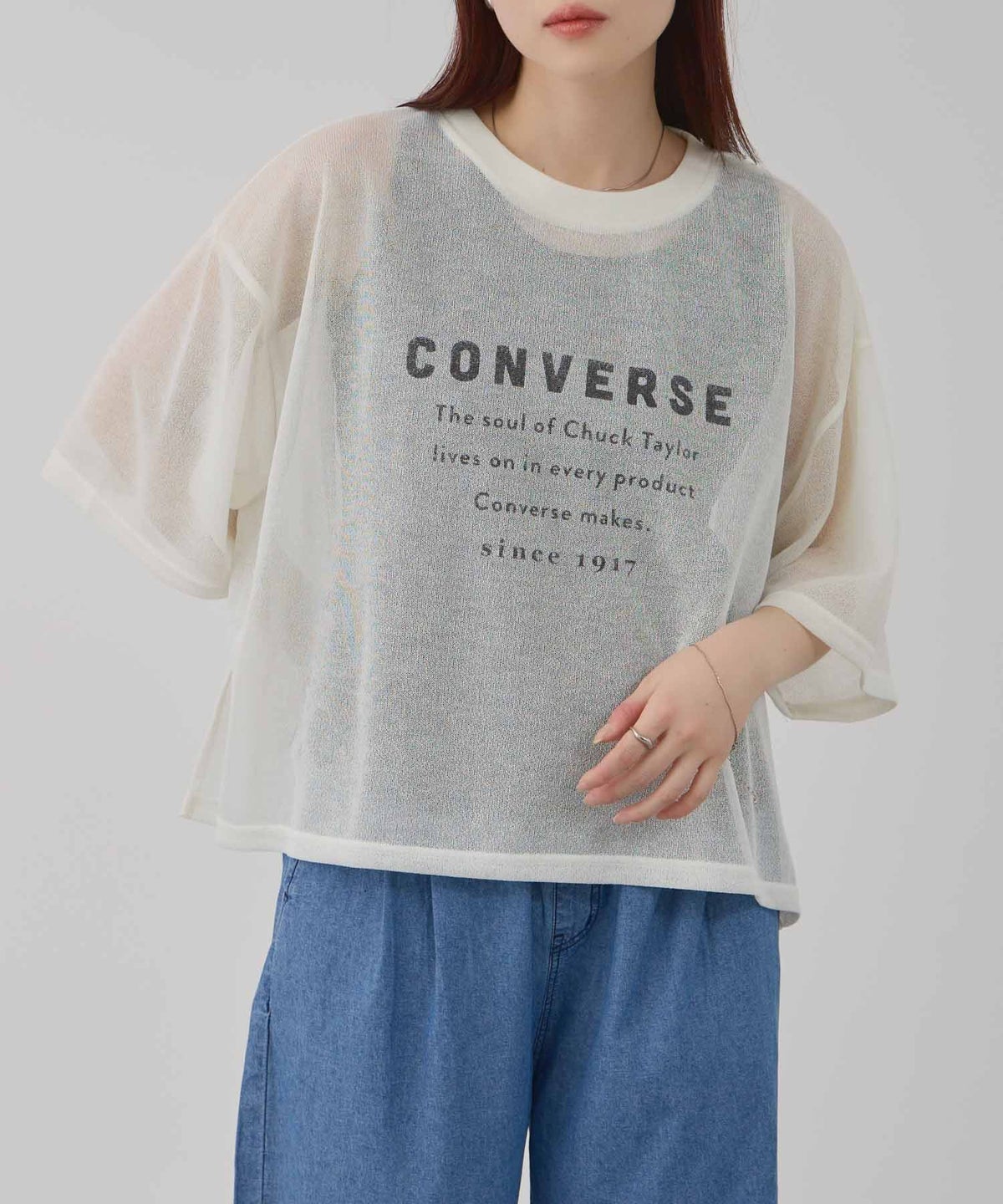 CONVERSE 透かし無地Tシャツアンサンブル レディース