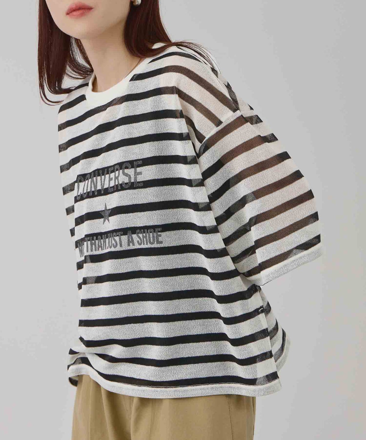 CONVERSE 透かしボーダーTシャツアンサンブル レディース