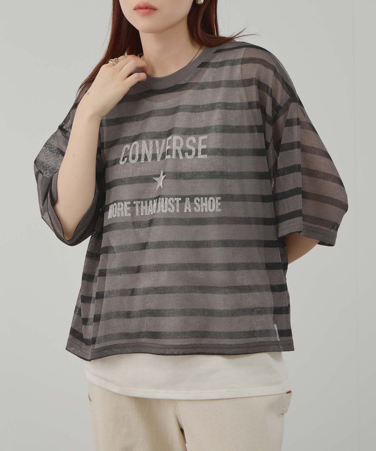 CONVERSE 透かしボーダーTシャツアンサンブル レディース