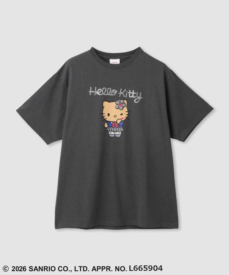 サンリオキャラクターズ 日焼けキャラクタープリント ラインストーンビッグTシャツ レディース メール便 対応商品商品画像-1