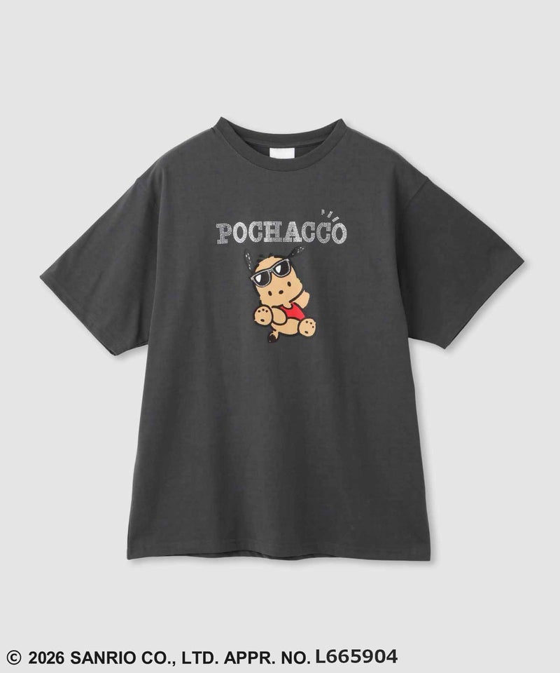 サンリオキャラクターズ 日焼けキャラクタープリント ラインストーンビッグTシャツ レディース メール便 対応商品商品画像-2