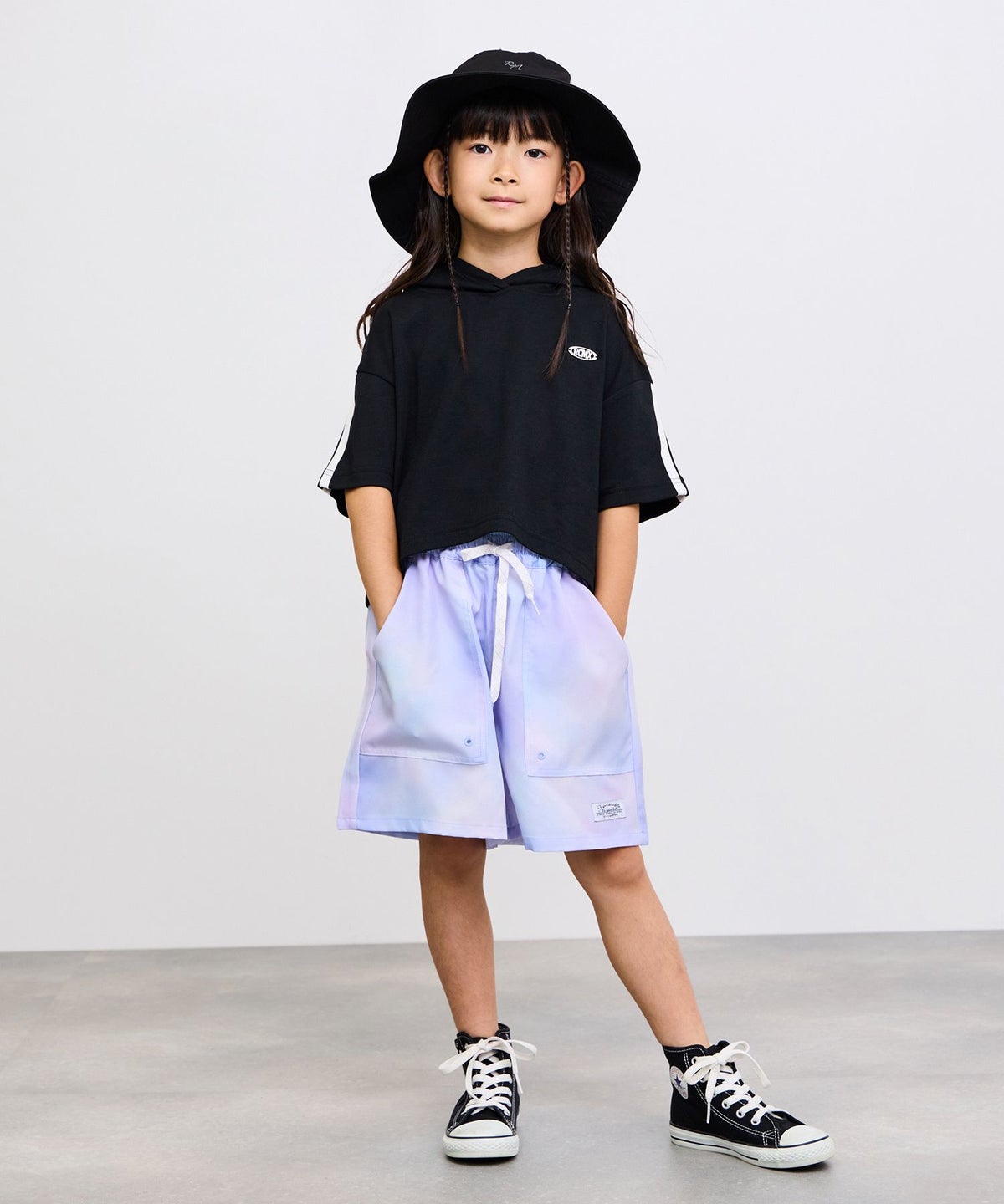 NAVY SARARI タイダイ柄 ベイカーポケット キュロットパンツ キッズ