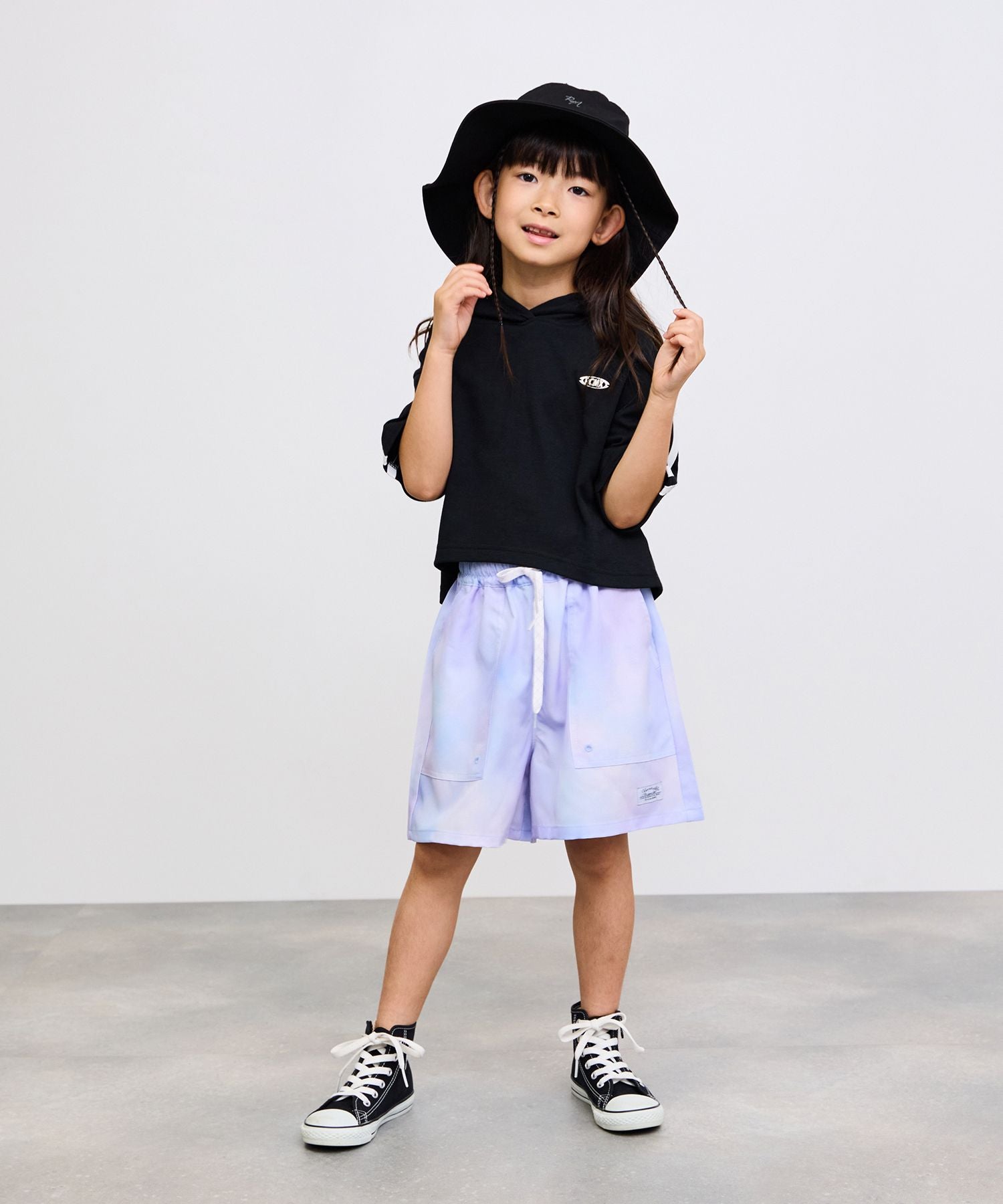 NAVY SARARI タイダイ柄 ベイカーポケット キュロットパンツ キッズ