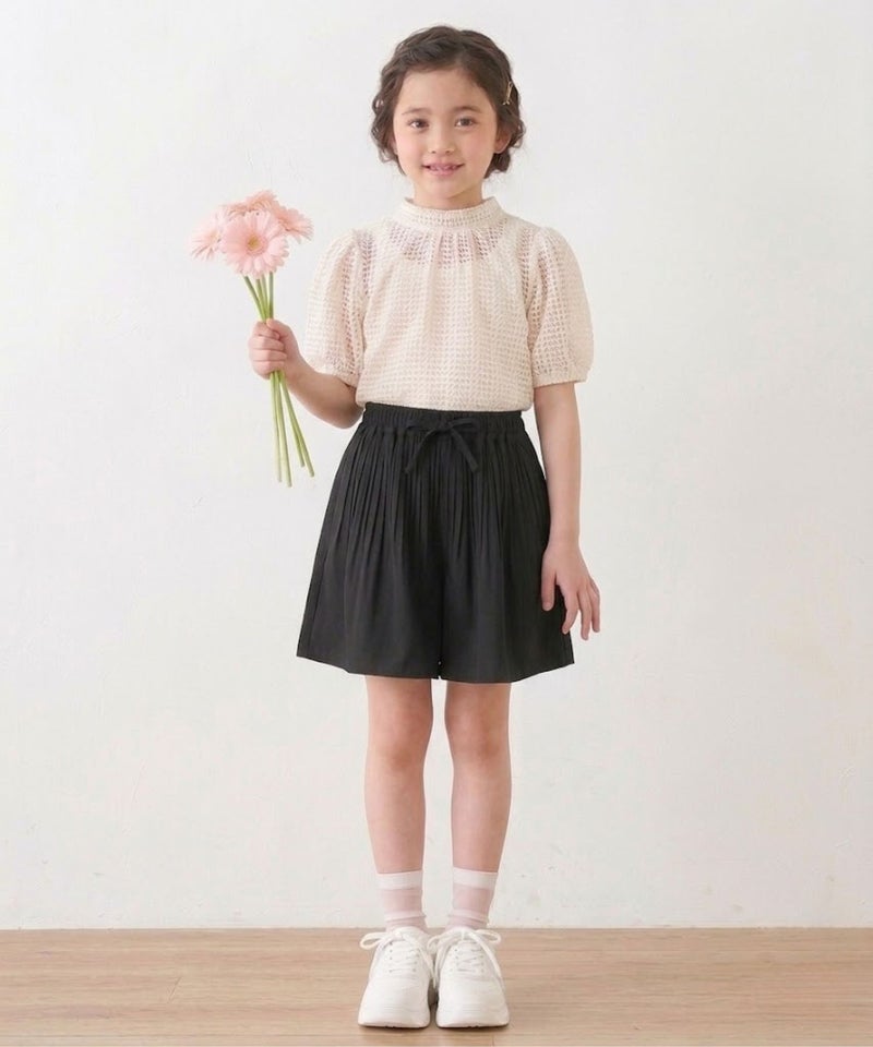 NAVY  SARARI けしプリーツ キュロットパンツ キッズ商品画像-4