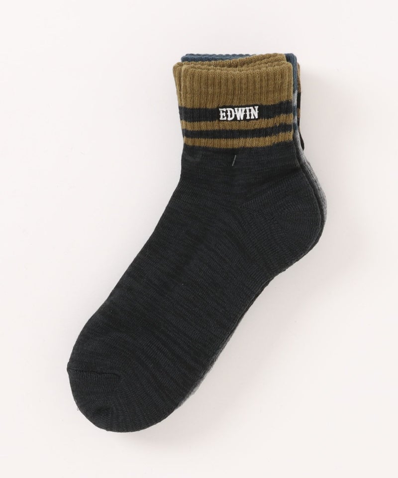 EDWIN  BODY FIRE クォーターソックス ロゴ 3足組 メンズ商品画像-2