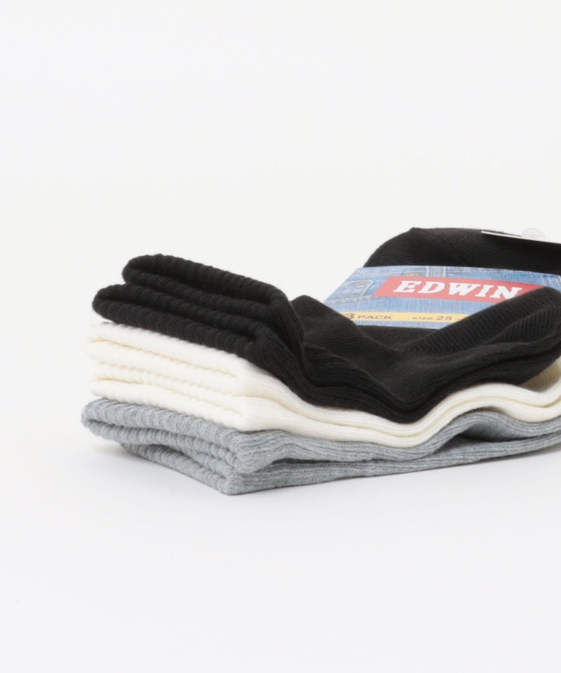 EDWIN  クォーターソックス リブ 3足組 メンズ商品画像-2