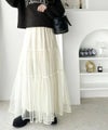 Classical Elf ふわっと愛らしく。チュールティアードロングスカート商品サムネイル-4