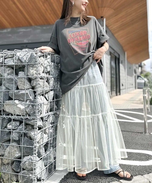 Classical Elf ふわっと愛らしく。チュールティアードロングスカート商品画像-12