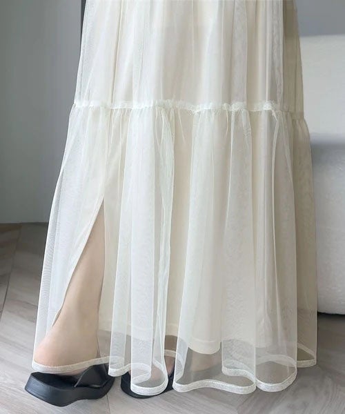 Classical Elf ふわっと愛らしく。チュールティアードロングスカート商品画像-21
