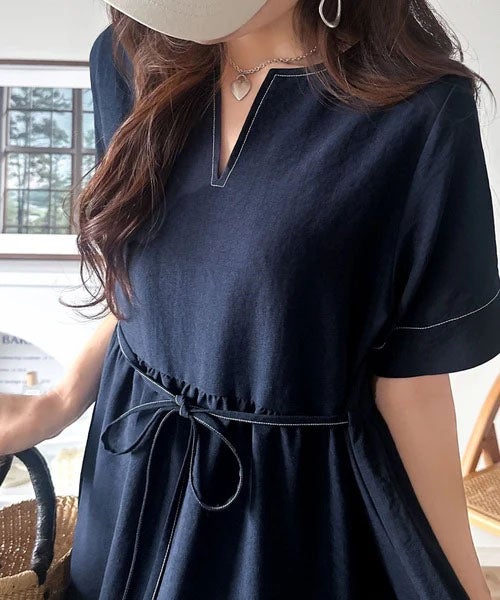 Classical Elf 【接触冷感・吸水速乾・UVカット・防シワ機能付き】愛らしさも上品さもわたしのもの。キーネックリボンティアードワンピース商品画像-25