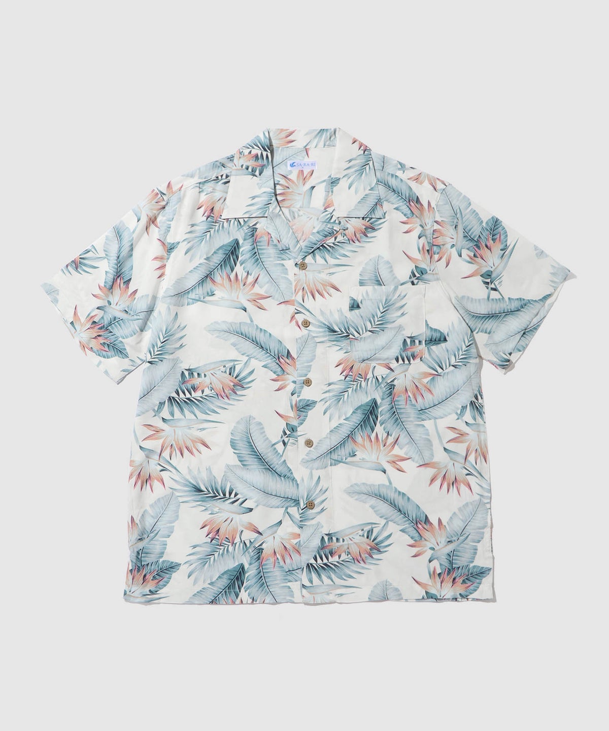 NAVY SARARI レーヨンアロハプリントシャツ メンズ