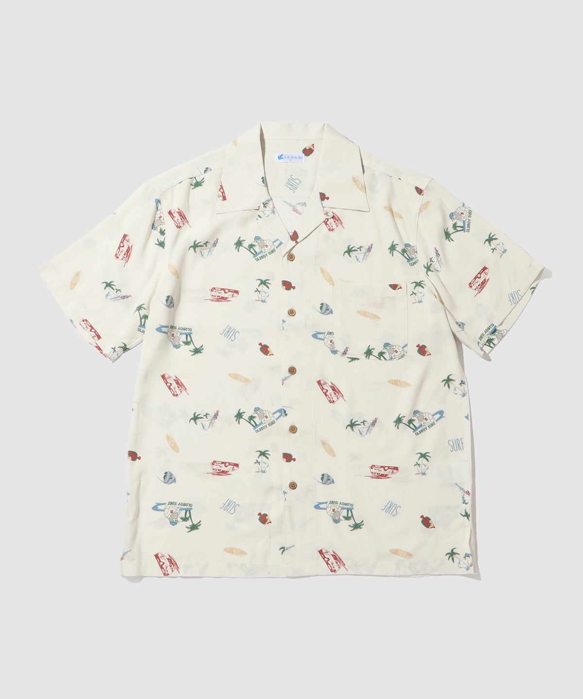 NAVY SARARI レーヨンアロハプリントシャツ メンズ