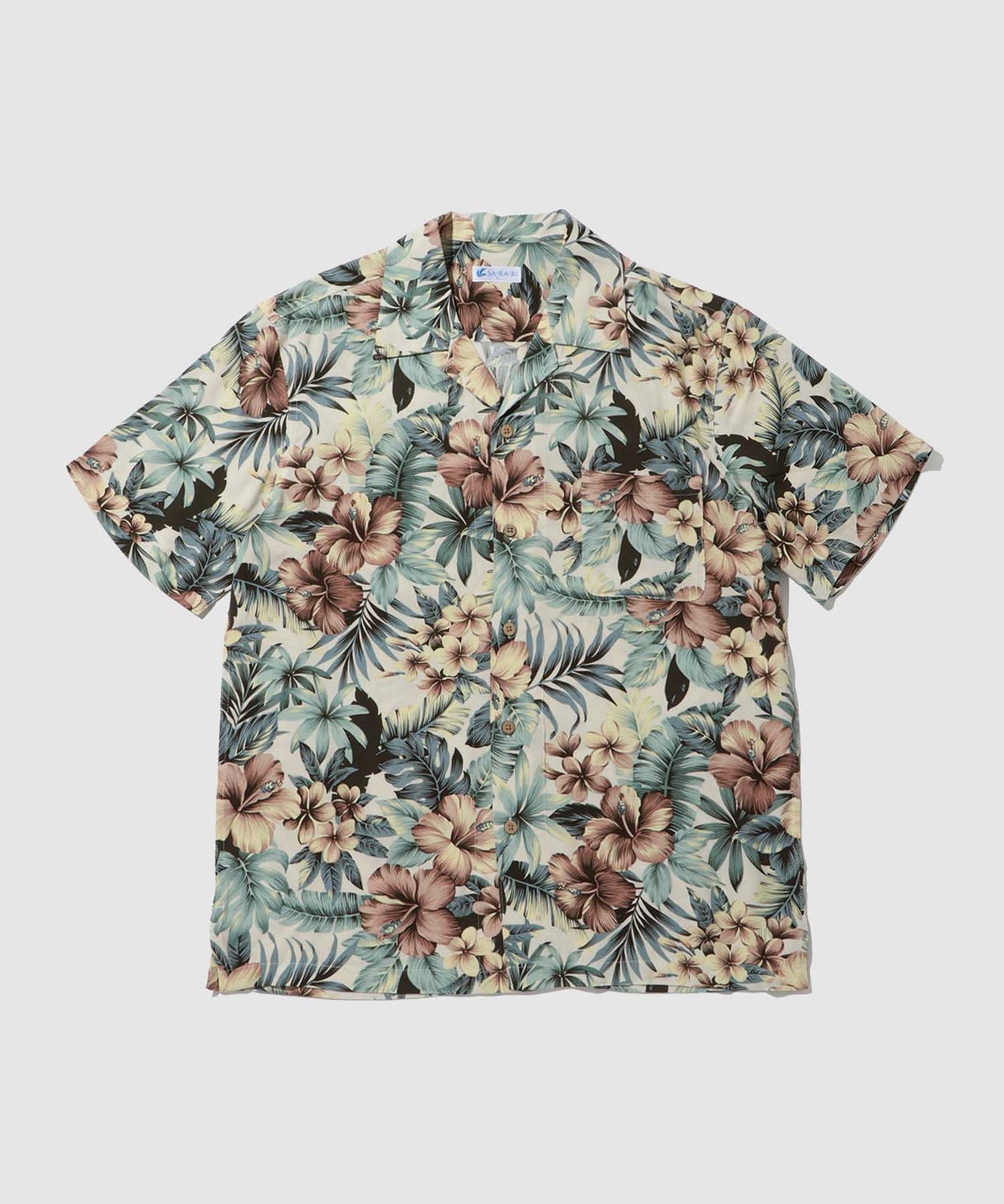 NAVY SARARI レーヨンアロハプリントシャツ メンズ