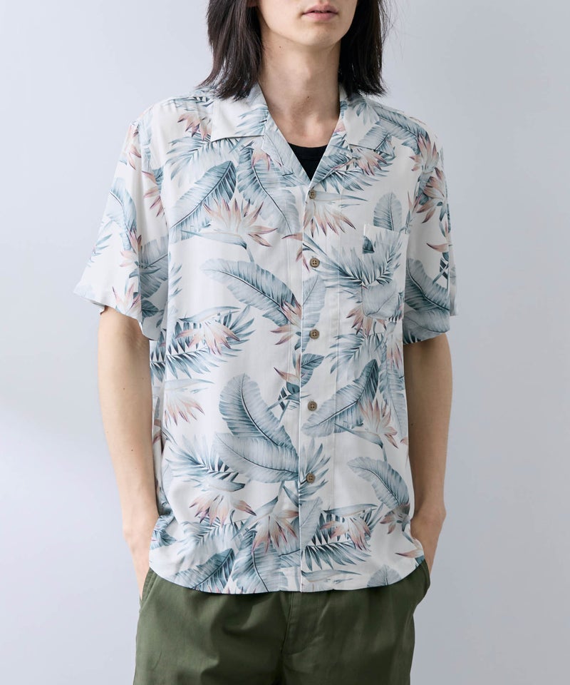 NAVY  SARARI レーヨンアロハプリントシャツ メンズ商品画像-7