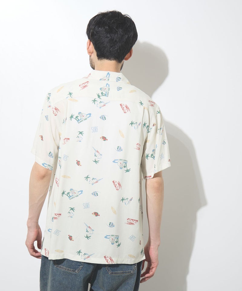 NAVY SARARI レーヨンアロハプリントシャツ メンズ商品画像-9