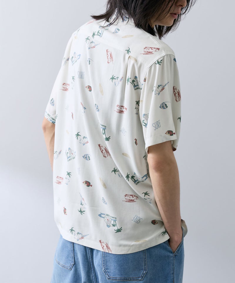 NAVY  SARARI レーヨンアロハプリントシャツ メンズ商品画像-11