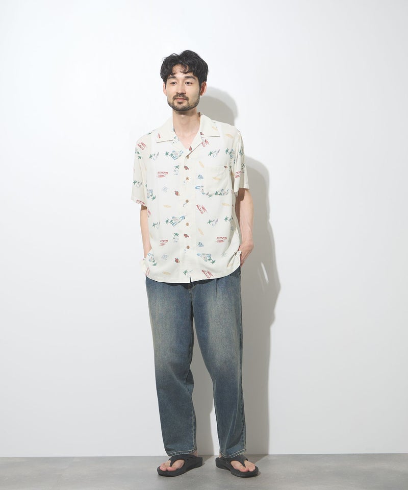 NAVY SARARI レーヨンアロハプリントシャツ メンズ商品画像-11