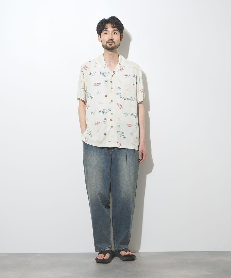 NAVY SARARI レーヨンアロハプリントシャツ メンズ商品画像-12