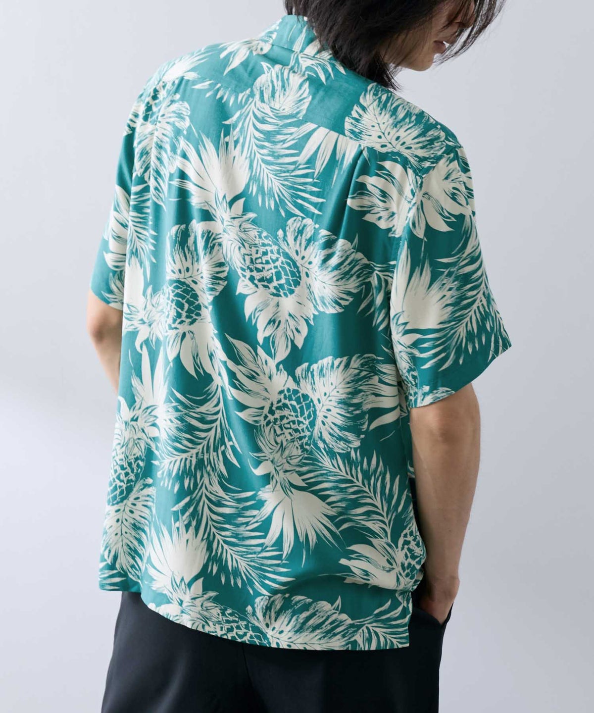 NAVY SARARI レーヨンアロハプリントシャツ メンズ