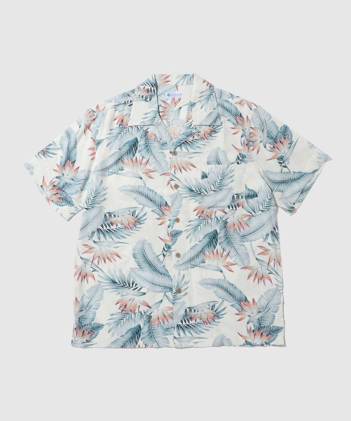 NAVY SARARI レーヨンアロハプリントシャツ メンズ