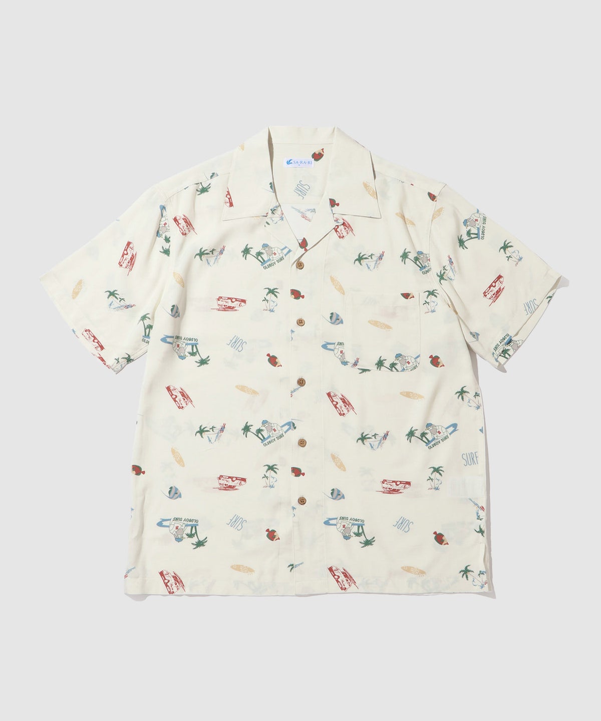 NAVY SARARI レーヨンアロハプリントシャツ メンズ