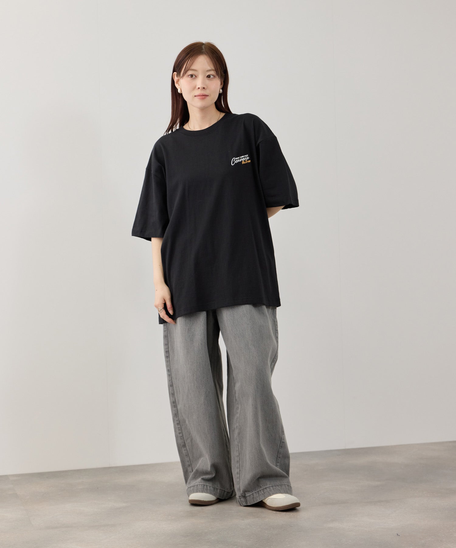 95cm 黒 Tシャツ CONVERSE サガラ刺繍Tシャツ メンズ