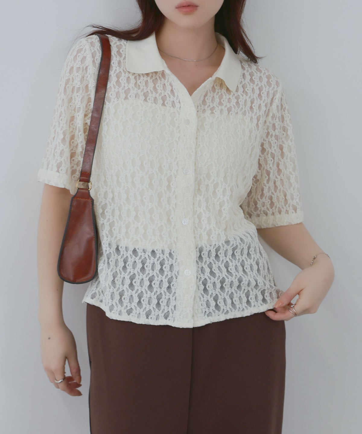 Free Nature 総レースミニシャツ レディース