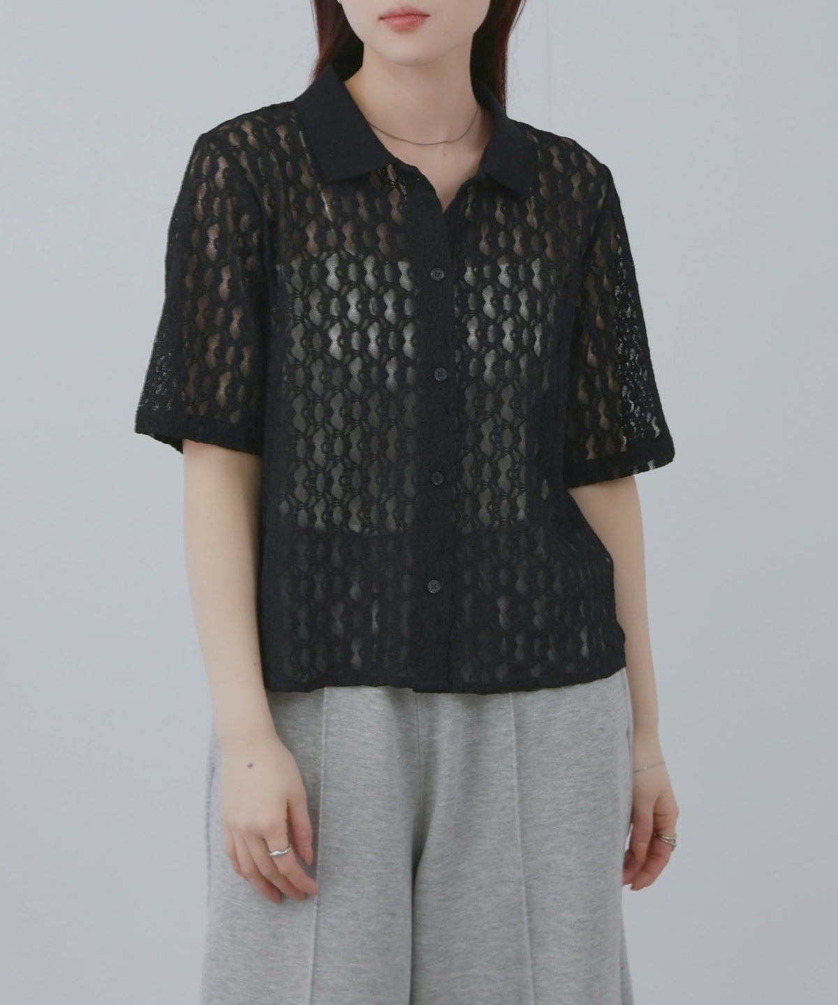 Free Nature 総レースミニシャツ レディース