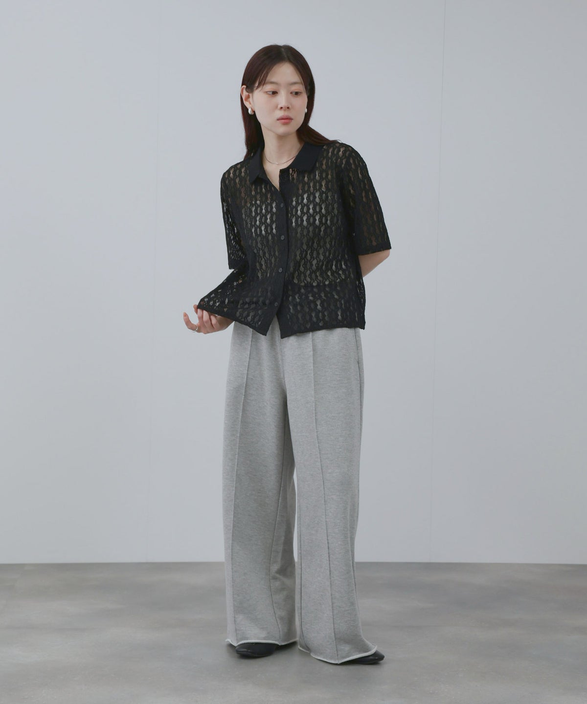 Free Nature 総レースミニシャツ レディース