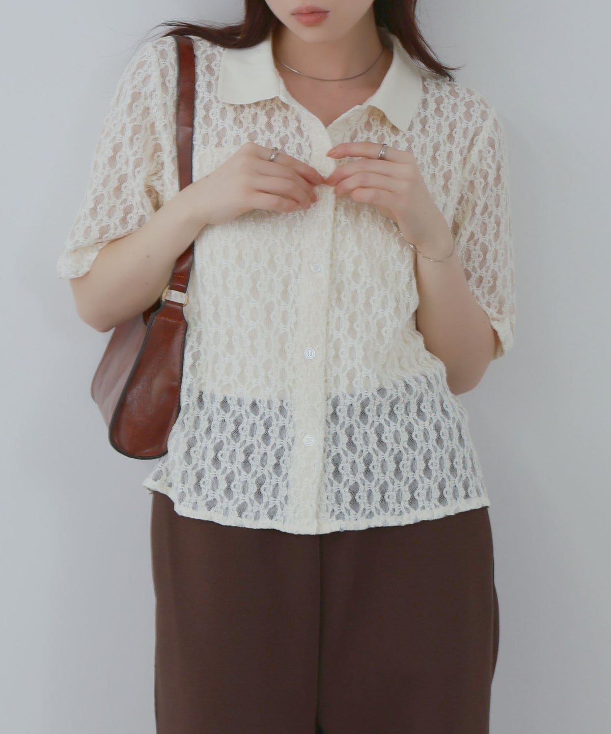 Free Nature 総レースミニシャツ レディース