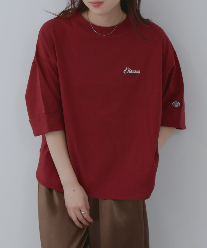 DISCUS ワンポイント刺繍Tシャツ 6分袖 レディース メール便 対応商品商品画像-3