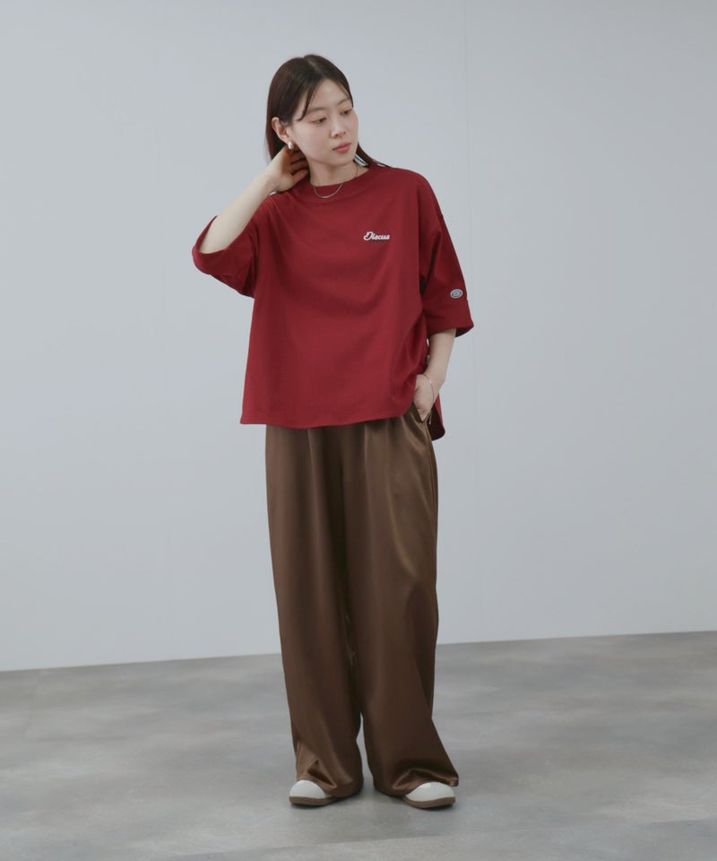 DISCUS ワンポイント刺繍Tシャツ 6分袖 レディース メール便 対応商品商品画像-17