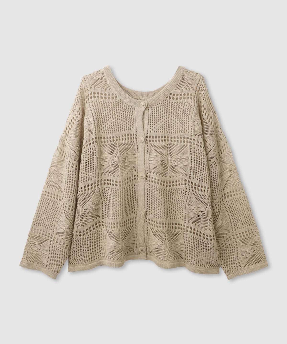 Free Nature クロシェ調 透かし編み ショートカーディガン レディース