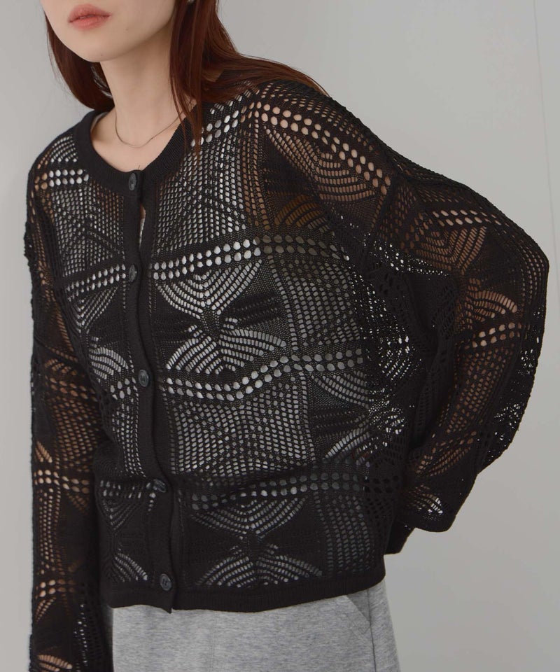 Free Nature  クロシェ調 透かし編み ショートカーディガン レディース商品画像-5