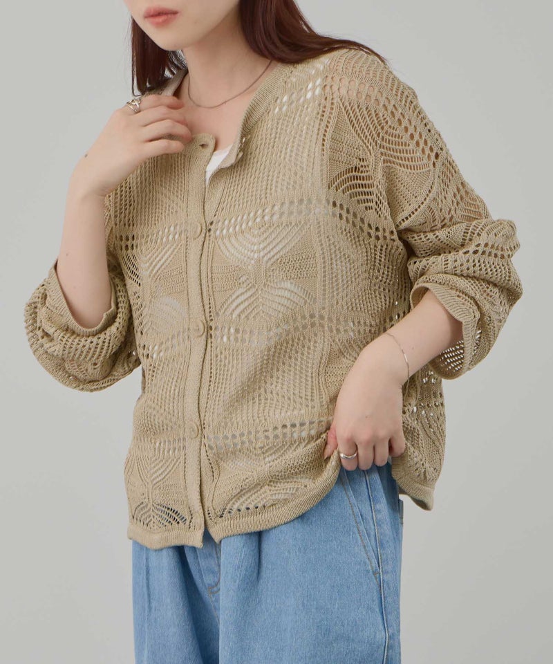 Free Nature  クロシェ調 透かし編み ショートカーディガン レディース商品画像-13